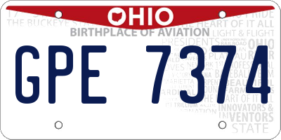 OH license plate GPE7374