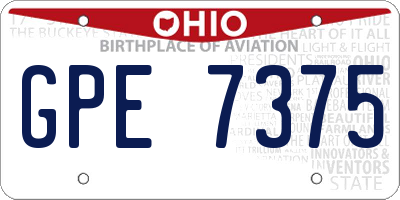 OH license plate GPE7375