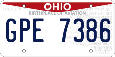 OH license plate GPE7386