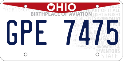 OH license plate GPE7475