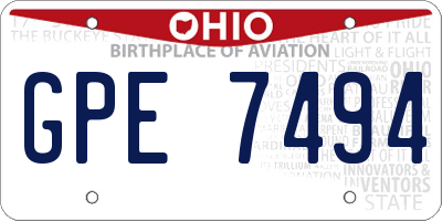OH license plate GPE7494