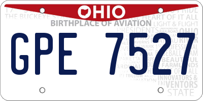 OH license plate GPE7527