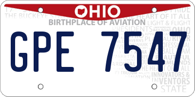 OH license plate GPE7547