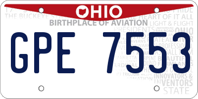 OH license plate GPE7553