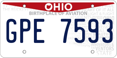 OH license plate GPE7593