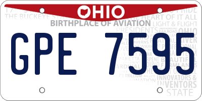 OH license plate GPE7595