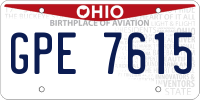 OH license plate GPE7615