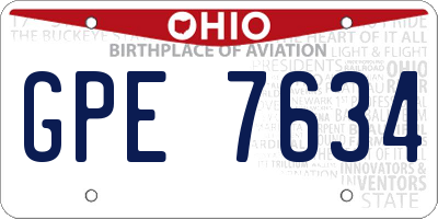 OH license plate GPE7634