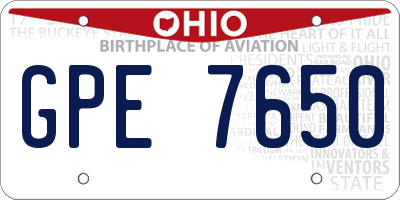 OH license plate GPE7650