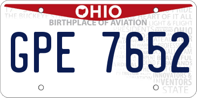 OH license plate GPE7652