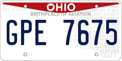 OH license plate GPE7675