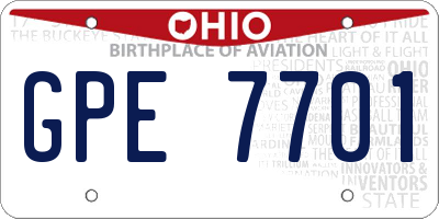 OH license plate GPE7701