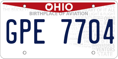 OH license plate GPE7704