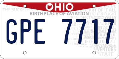 OH license plate GPE7717