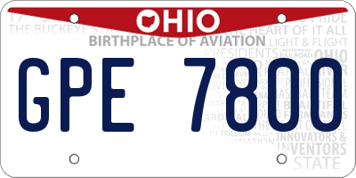 OH license plate GPE7800