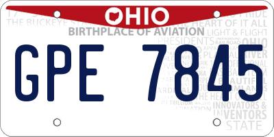 OH license plate GPE7845