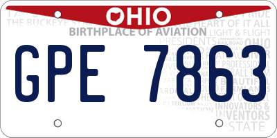 OH license plate GPE7863