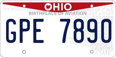 OH license plate GPE7890
