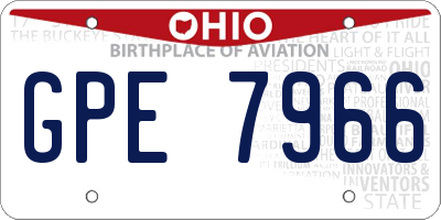 OH license plate GPE7966