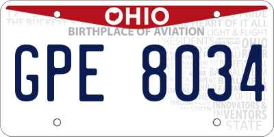 OH license plate GPE8034