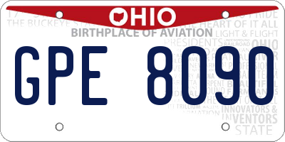 OH license plate GPE8090