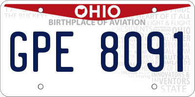 OH license plate GPE8091