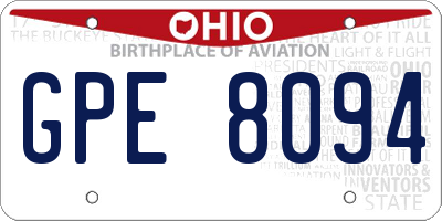 OH license plate GPE8094