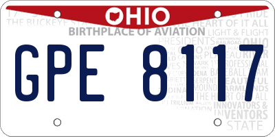OH license plate GPE8117