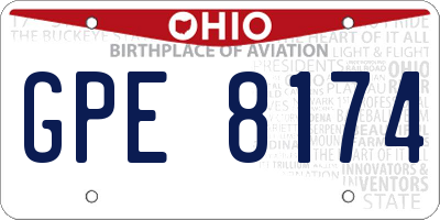 OH license plate GPE8174