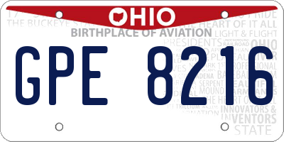 OH license plate GPE8216