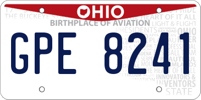 OH license plate GPE8241