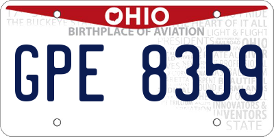 OH license plate GPE8359