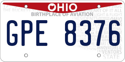 OH license plate GPE8376