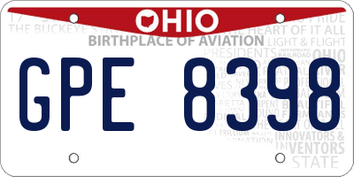 OH license plate GPE8398