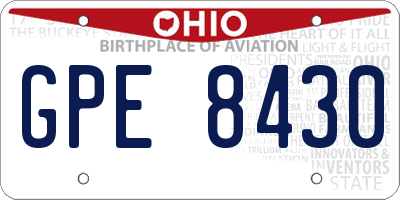 OH license plate GPE8430
