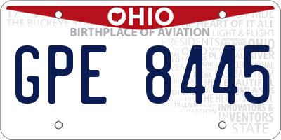 OH license plate GPE8445