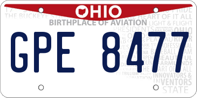 OH license plate GPE8477