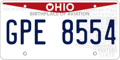 OH license plate GPE8554