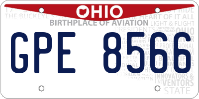 OH license plate GPE8566