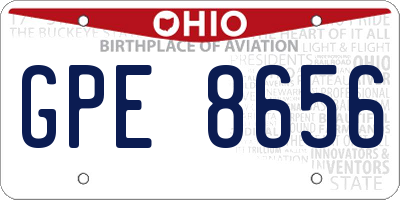 OH license plate GPE8656