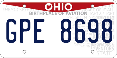 OH license plate GPE8698
