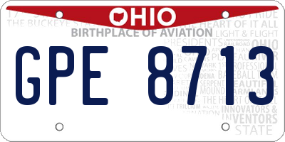 OH license plate GPE8713