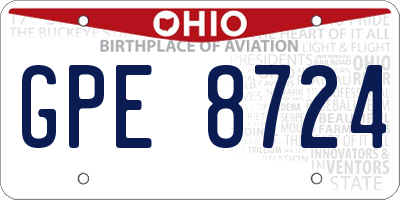 OH license plate GPE8724