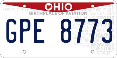 OH license plate GPE8773