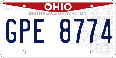 OH license plate GPE8774