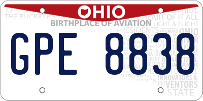 OH license plate GPE8838