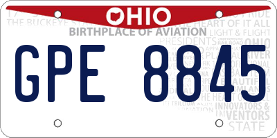 OH license plate GPE8845