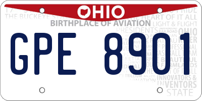 OH license plate GPE8901