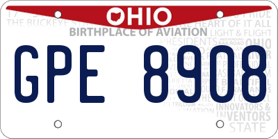 OH license plate GPE8908