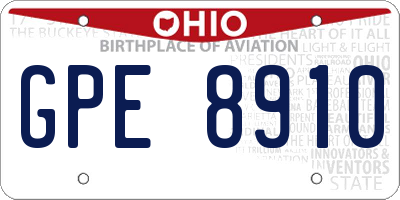 OH license plate GPE8910